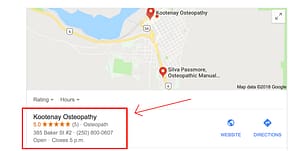 Kootenay Osteopathy Map Nelson